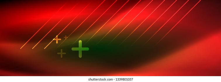 Abstract neon glowing light background. Dark background with lights. Abstract background with neon lights, night view. Vector