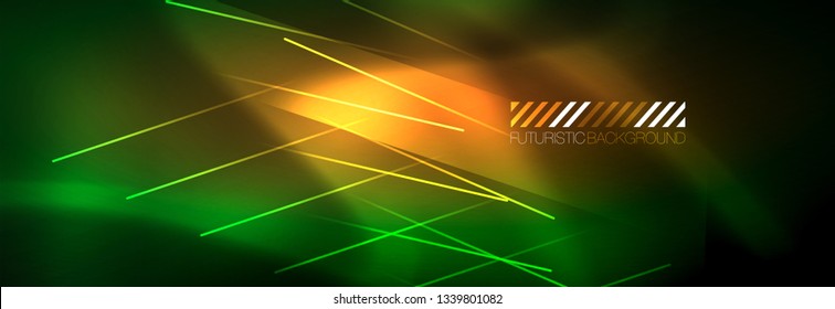 Abstract neon glowing light background. Dark background with lights. Abstract background with neon lights, night view. Vector