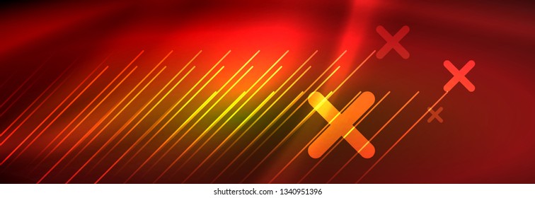Abstract neon glowing light background. Dark background with lights. Abstract background with neon lights, night view. Vector