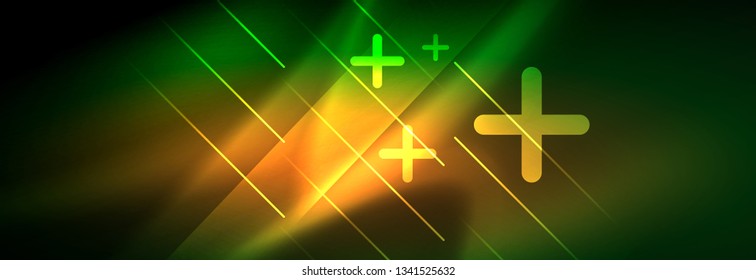 Abstract neon glowing light background. Dark background with lights. Abstract background with neon lights, night view. Vector