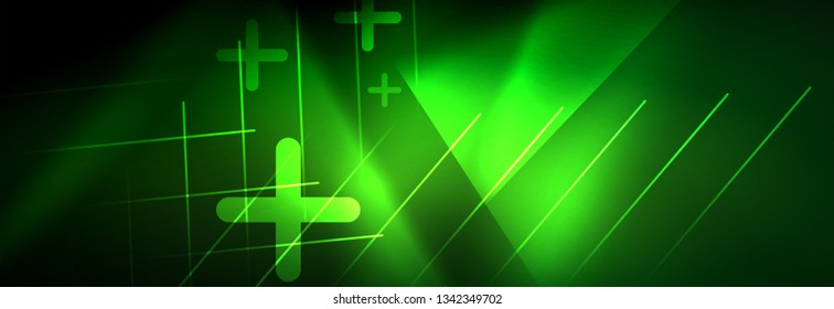 Resumen del fondo luminoso neón. Fondo oscuro con luces. Fondo abstracto con luces de neón, vista nocturna. Vector