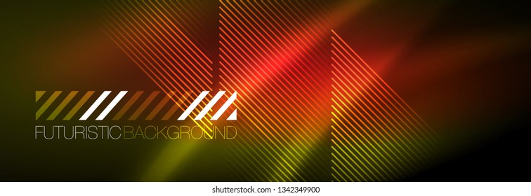 Abstract neon glowing light background. Dark background with lights. Abstract background with neon lights, night view. Vector