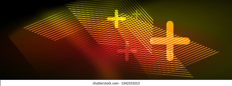Abstract neon glowing light background. Dark background with lights. Abstract background with neon lights, night view. Vector