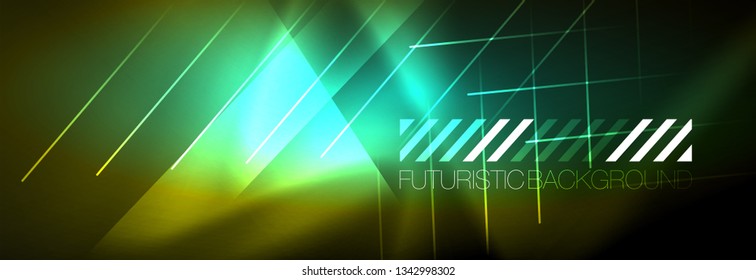 Resumen del fondo luminoso neón. Fondo oscuro con luces. Fondo abstracto con luces de neón, vista nocturna. Vector