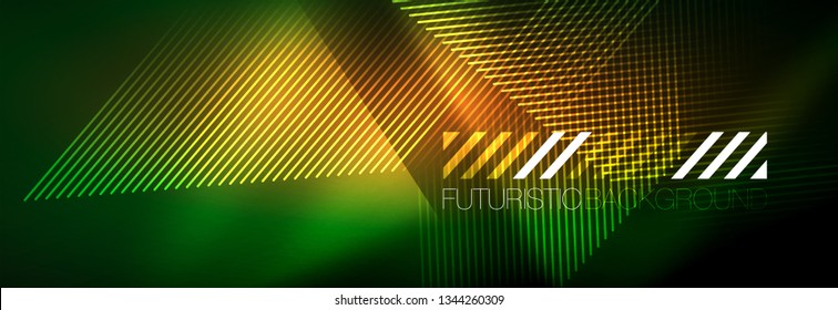 Abstract neon glowing light background. Dark background with lights. Abstract background with neon lights, night view. Vector