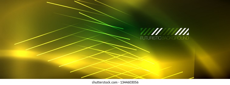 Abstraktes Neon, das hellen Hintergrund strahlt. Dunkler Hintergrund mit Lichtern. Abstrakter Hintergrund mit Neonleuchten, Nachtsicht. Vektorgrafik