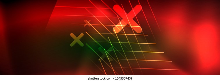 Abstract neon glowing light background. Dark background with lights. Abstract background with neon lights, night view. Vector
