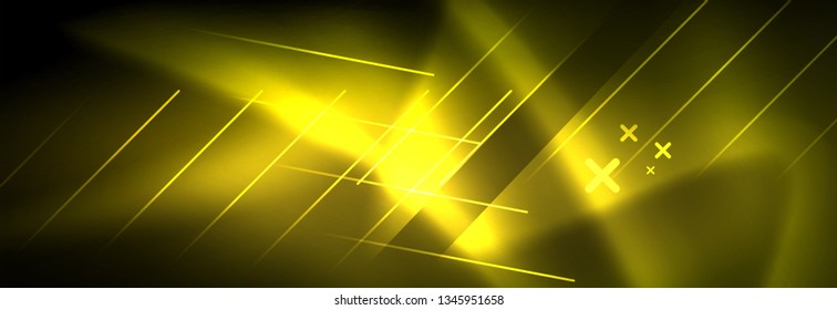 Abstract neon glowing light background. Dark background with lights. Abstract background with neon lights, night view. Vector