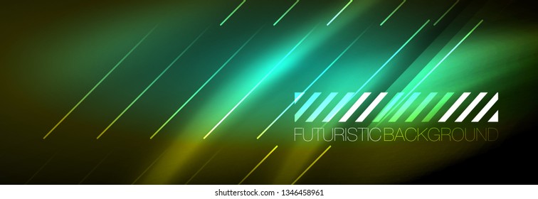 Abstract neon glowing light background. Dark background with lights. Abstract background with neon lights, night view. Vector