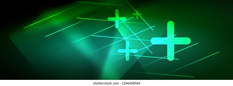 Abstract neon glowing light background. Dark background with lights. Abstract background with neon lights, night view. Vector