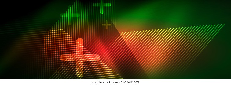 Abstract neon glowing light background. Dark background with lights. Abstract background with neon lights, night view. Vector