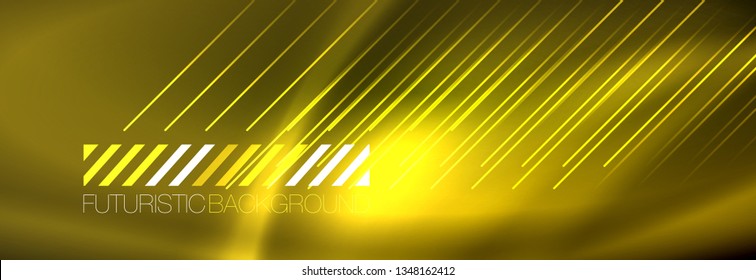 Fundo de luz brilhante néon abstrato. Fundo escuro com luzes. Fundo abstrato com luzes de néon, vista noturna. Vetor