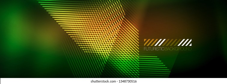 Abstract neon glowing light background. Dark background with lights. Abstract background with neon lights, night view. Vector