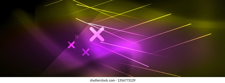 Abstract neon glowing light background. Dark background with lights. Abstract background with neon lights, night view. Vector