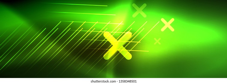 Abstract neon glowing light background. Dark background with lights. Abstract background with neon lights, night view. Vector