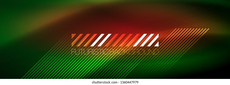 Resumen del fondo luminoso neón. Fondo oscuro con luces. Fondo abstracto con luces de neón, vista nocturna. Vector