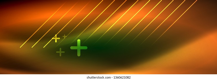 Abstract neon glowing light background. Dark background with lights. Abstract background with neon lights, night view. Vector