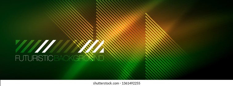 Abstract neon glowing light background. Dark background with lights. Abstract background with neon lights, night view. Vector