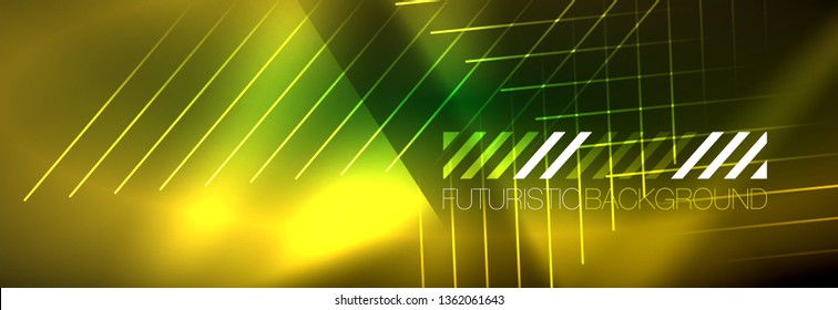 Abstract neon glowing light background. Dark background with lights. Abstract background with neon lights, night view. Vector