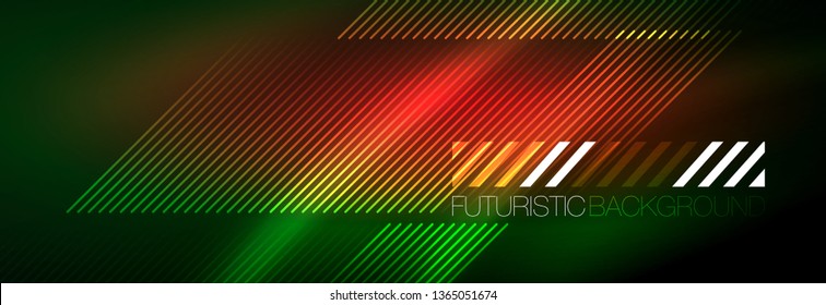 Abstract neon glowing light background. Dark background with lights. Abstract background with neon lights, night view. Vector