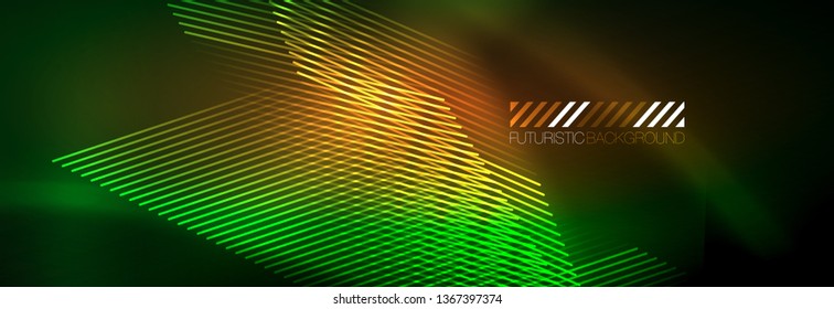 Abstract neon glowing light background. Dark background with lights. Abstract background with neon lights, night view. Vector