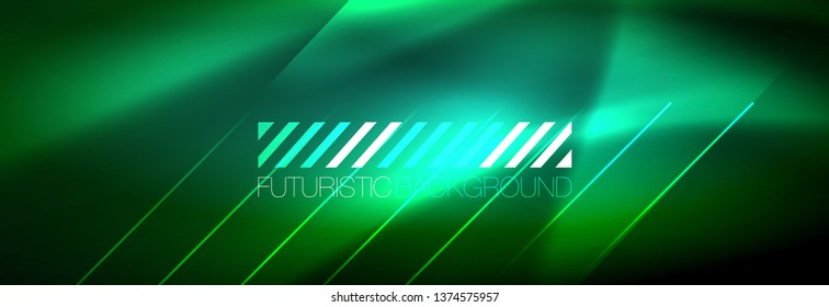 Abstract neon glowing light background. Dark background with lights. Abstract background with neon lights, night view. Vector