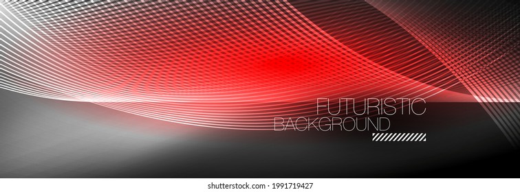 Abstract neon glowing light in the dark with waves. Shiny magic energy and motion concept, vector abstract wallpaper background