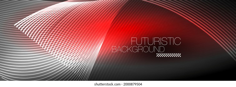 Abstract neon glowing light in the dark with waves. Shiny magic energy and motion concept, vector abstract wallpaper background