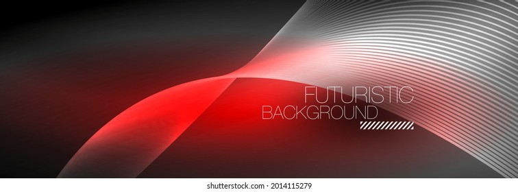 Abstract neon glowing light in the dark with waves. Shiny magic energy and motion concept, vector abstract wallpaper background