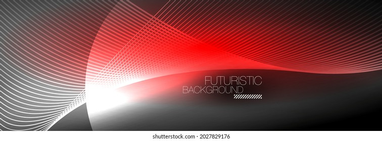 Abstract neon glowing light in the dark with waves. Shiny magic energy and motion concept, vector abstract wallpaper background