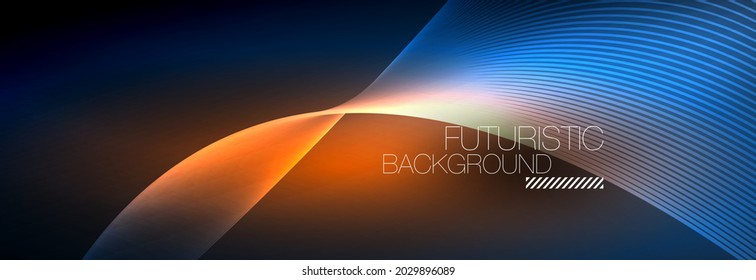 Abstract neon glowing light in the dark with waves. Shiny magic energy and motion concept, vector abstract wallpaper background