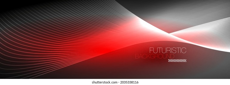Abstract neon glowing light in the dark with waves. Shiny magic energy and motion concept, vector abstract wallpaper background
