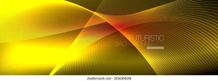 Abstract neon glowing light in the dark with waves. Shiny magic energy and motion concept, vector abstract wallpaper background