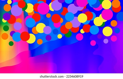 Resumen del fondo de degradado de neón con confeti. Ilustración vectorial