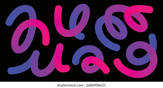 Abstract neon gradient shapes on black background