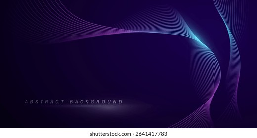 abstract neon gradient wavy lines on dark background