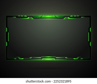Abstract neon green border stream overlay gui screen panel for webcam video broadcast