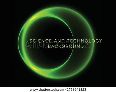 Abstract Neon Green Ring Light Background, Futuristic Science and Technology Circle Glow, Digital Energy Vector Illustration