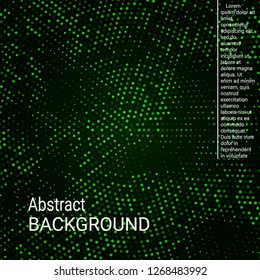 Abstract neon halftone dots. Halftone dots pattern. Green minimal abstract background for website, cover, poster, booklet.