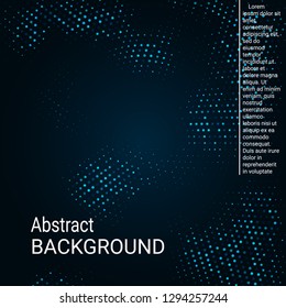 Abstract neon halftone dots. Halftone dots pattern. Blue minimal abstract background for website, cover, poster, booklet.