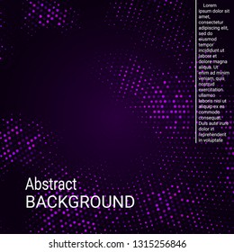 Abstract neon halftone dots. Halftone dots pattern. Violet minimal abstract background for website, cover, poster, booklet.