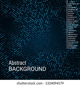 Abstract neon halftone dots. Halftone dots pattern. Blue minimal abstract background for website, cover, poster, booklet.