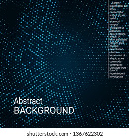 Abstract neon halftone dots. Halftone dots pattern. Blue minimal abstract background for website, cover, poster, booklet.