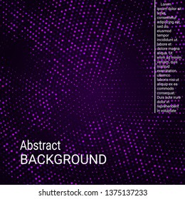 Abstract neon halftone dots. Halftone dots pattern. Violet minimal abstract background for website, cover, poster, booklet.