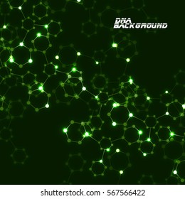 Abstract neon hexagonal molecules, molecular structure of DNA, geometric background