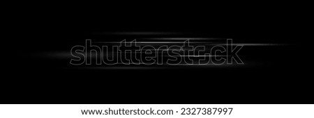 Abstract neon horizontal white speed light effect on black background. Vector illustration.