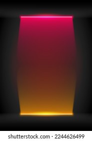 Resumen de la iluminación de Neon. Fondo amarillo rojo vertical brillante. Piloto vectorial de material con espacio de copia.