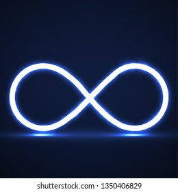 Abstract neon infinity symbol. Vector