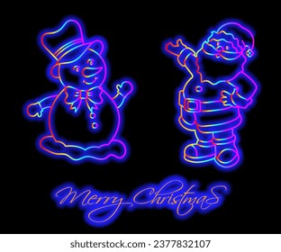 Abstract neon lamp Christmas shape background object glowing icon. Christmas objects in vivid colors. Festive fir with neon light. Icon set, sign, symbol for UI. Vector illustration