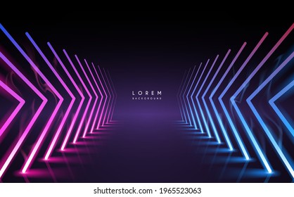 Abstract neon light arrows background